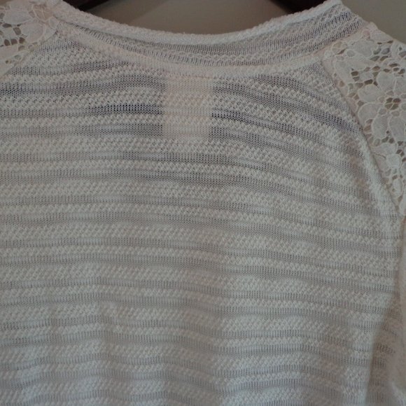 FIRM NWT Anthropologie one september Laceveiled Pullover XS Ivory 3/4 Sleeves - Picture 8 of 16
